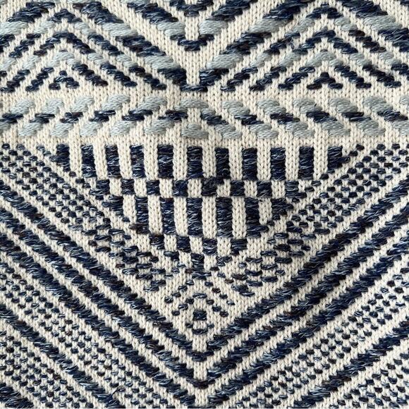 Lucky Brand Aztec Tweed Blazer Size Small Fringe Blue and Cream Knit - Picture 6 of 6